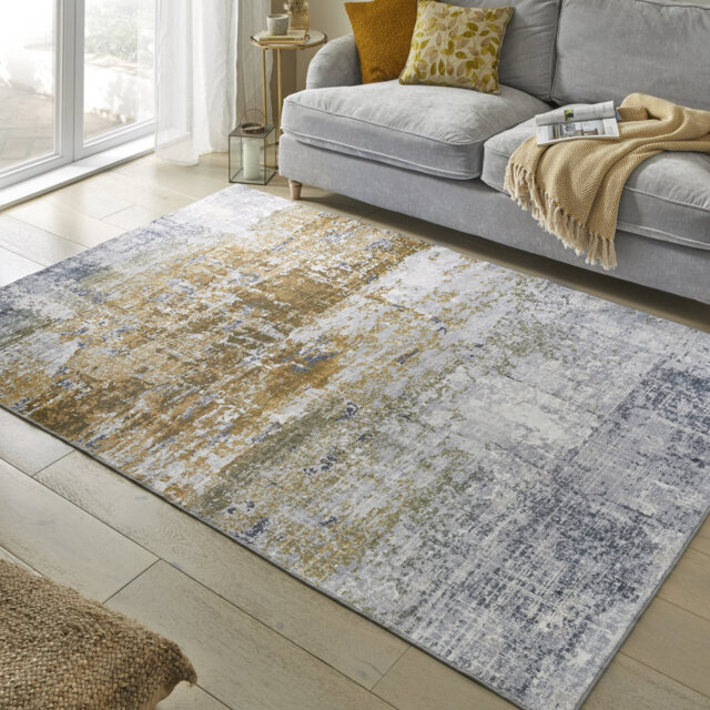 Lux Abstract Ultra soft Stain Guarded Gold Area Rug