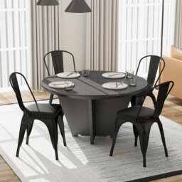 47cm H Metal Stacking Side Chair in Black