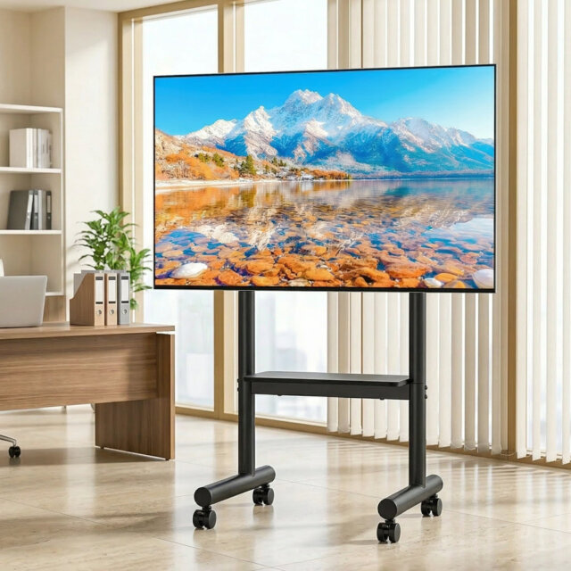 Mobile Tv Stand On Wheels For 40-75 Inch Max Vesa 400x400mm Max Weight 50kgs