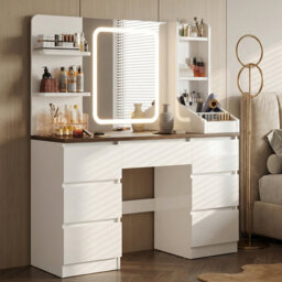 Dressing Table With Mirror Retro Colors Desktop Makeup Vanity