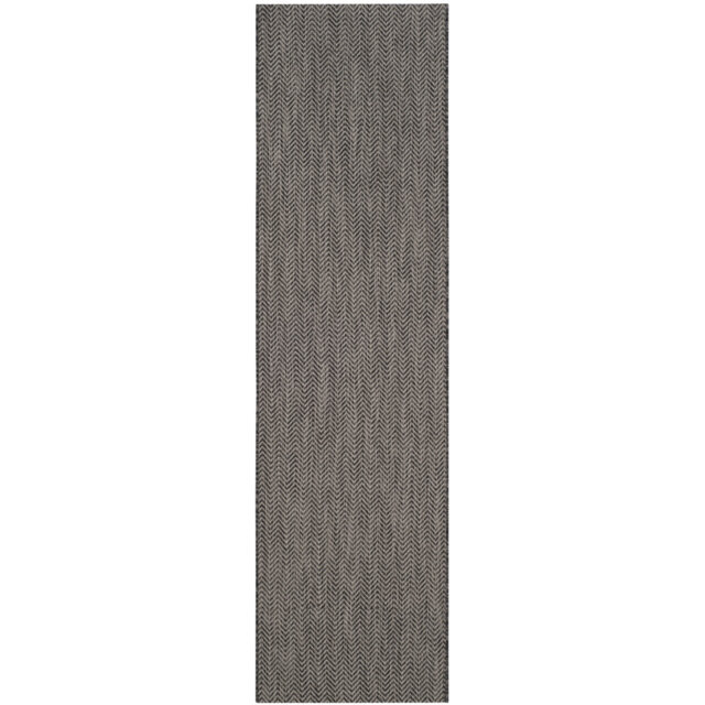 Courtyard Chevron Indoor/Outdoor Rug in Black & Beige