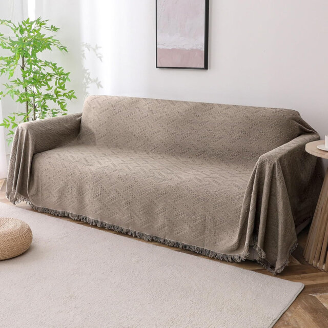 Sofa Cover 3 Seater Washable Couch Covers for Dogs Cotton Sofa Slipcovers(180x300cm, Sand)