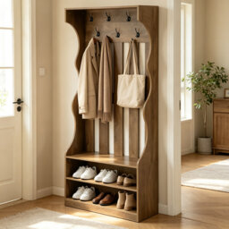 "3-in-1 Hall Tree Coat Rack with Shoe Bench, 70.9"" Farmhouse Entryway Organizer, Adjustable Hooks, 2-Tier Shoe Storage Shelf, Freestanding Coat Stand f"