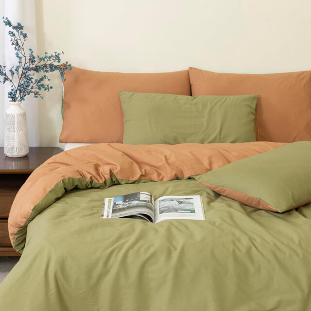 Reversible 100% Cotton Duvet Cover Set, Luxury Cotton Duvet Cover with Pillowcases, Soft & Breathable