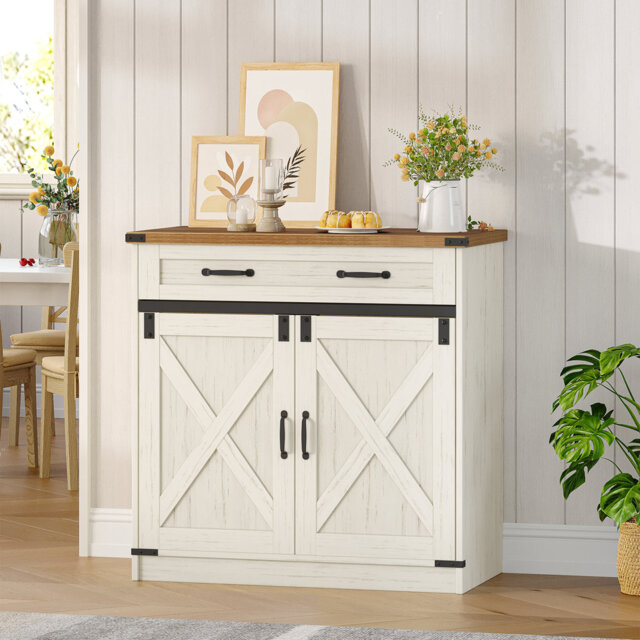 Sideboard, Kitchen Cabinets with 2 Doors, Freestanding Kitchen Cupboard with Drawer, Adjustable Shelf, for Entryway, Living Room, Dining Room, Brown a