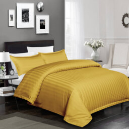 Klarita 250 TC Microfibre Reversible Striped Duvet Cover Set with Pillowcases
