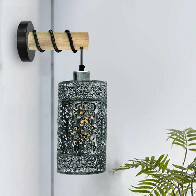 Vintage Metal Antique Rustic Wall Light Industrial Wooden Lamp Light