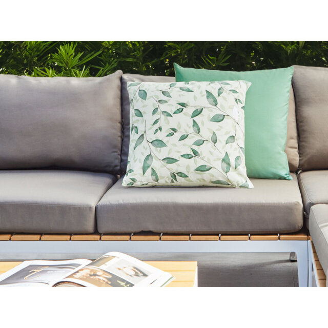 Indoor / Outdoor Green, White Square Cushion
