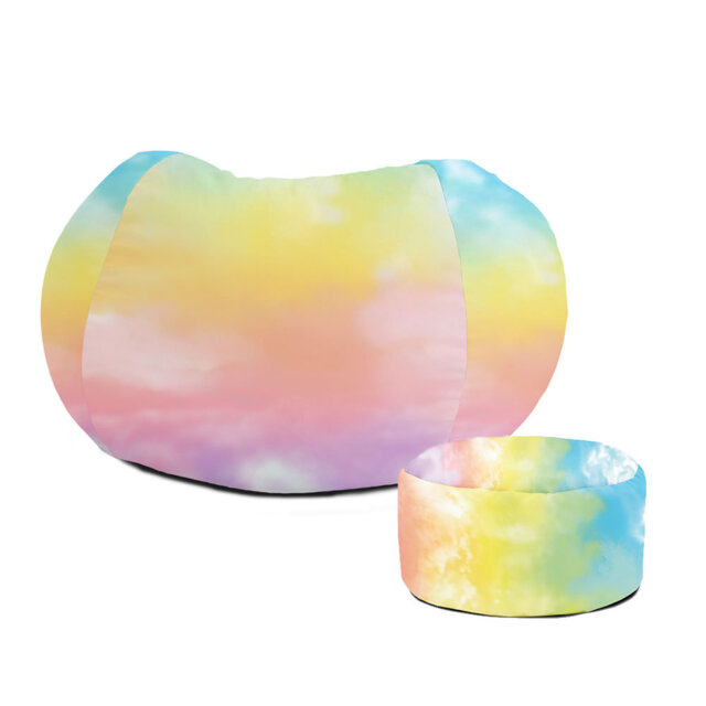 rucomfy Beanbags Tie-Dye Bean Bag Kids Printed Colourful Design Filled Childrens Chair. Durable Machine Washable Furniture. Pastel Colours, Indoor Fil