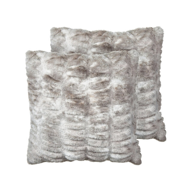 Set of 2 Faux Fur Cushions 45 x 45 cm Grey Stanelli