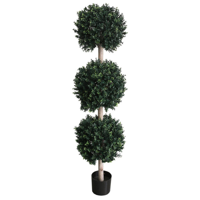 Leaf Artificial Boxwood Ball Trees 150cm Plant in Pot Liner