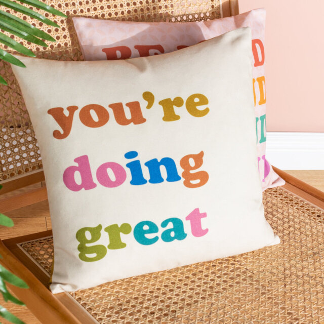 Doing Great Multicolour Square Cushion
