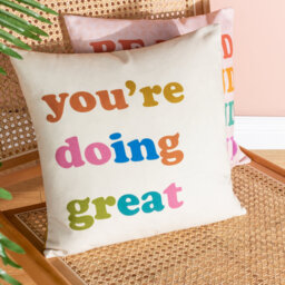 Doing Great Multicolour Square Cushion