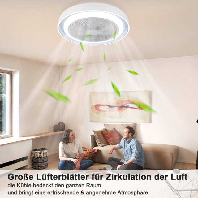 Ceiling fan with lighting and remote control - Dimmable LED ceiling light with fan lamp ceiling quiet modern ceiling lamp blue 5 blades light for bedr