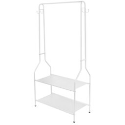 Aravind Clothes Rack Steel Clothing Rail With Two Shelves Hanging Hooks 5ft Height