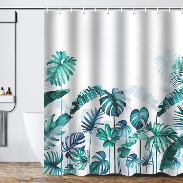 Bathroom Shower Curtain with 12 Hooks
