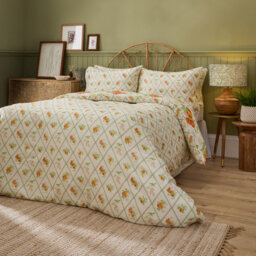 Peach Harvest Cotton Floral Duvet Cover Set with Pillowcases Included