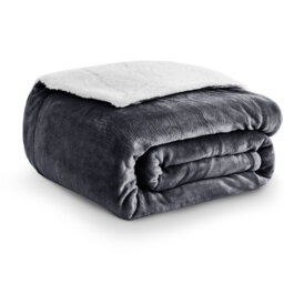 Soza Sherpa Fleece Dual Sided Fur Thick Reversible Blanket Throw