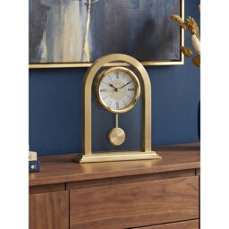 Acctim Colney Pendulum Mantel Clock Quartz Brushed Metal & Glass Energy Efficient Movement Gold