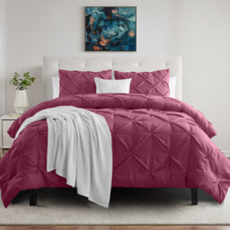 Luxury Brushed Microfiber Pintuck Duvet Cover Set - Soft, Wrinkle-Resistant, All-Season Bedding