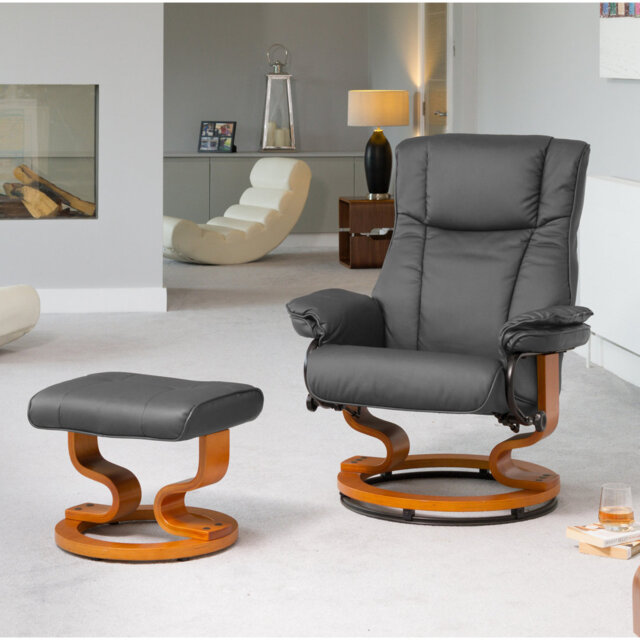 Sprenger 0cm Wide Faux Leather Swivel Ergonomic Recliner