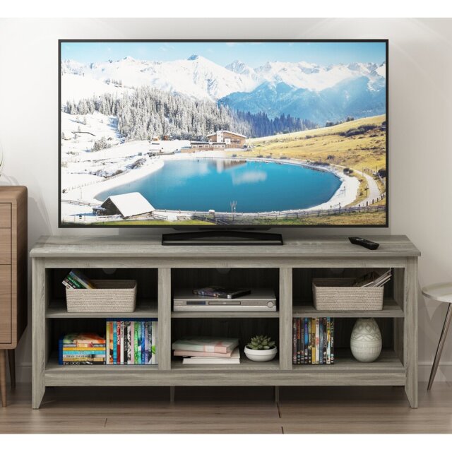 Yaheetech TV Stand For Up To 55 Inch TVs – Industrial Style Media Console With Storage Shelf, Gray Finish - View #2