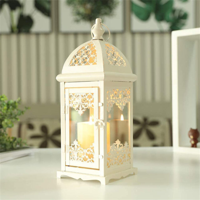 38cm High Vintage Metal Candle Lanterns