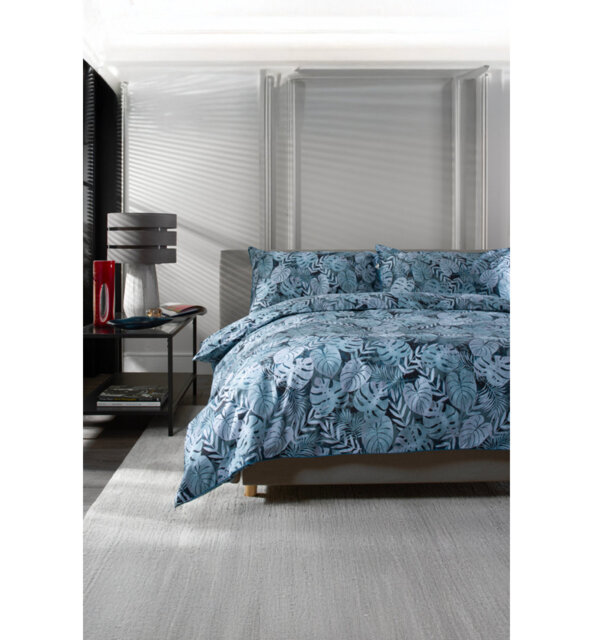 Japanese Tropical Garden Blue 100% Cotton Duvet Co Cotton Duvet Cover Set Set