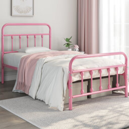 Metal Bed Frame with Vintage Headboard