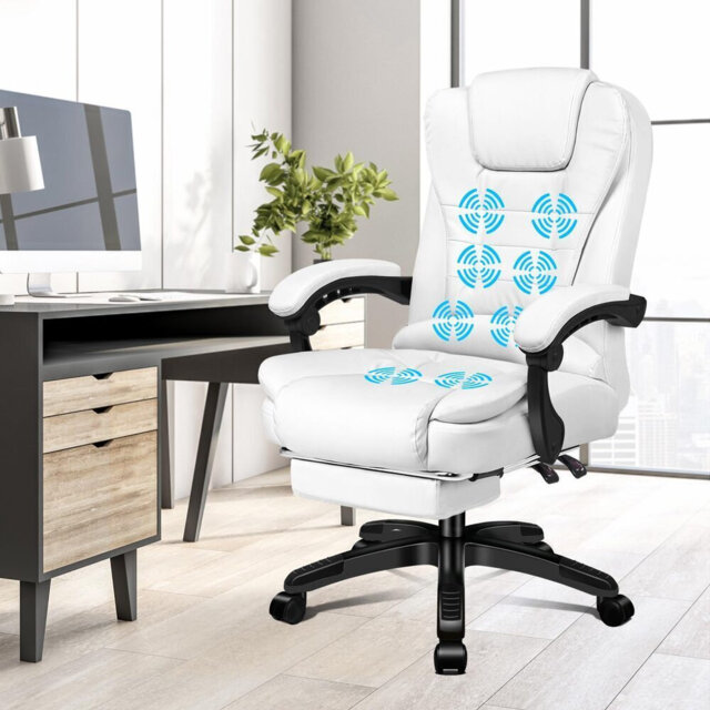 Office Chair Massage Heated Recliner Padded High Back Executive Gaming