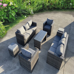 Rattan Wicker Garden Outdoor 3 Three Seater Sofa Conservatory Furniture Patio Coffee Table Stools Storage Dining Set Grey