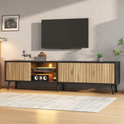 Tv Stand 175cm With 3 Doors Black