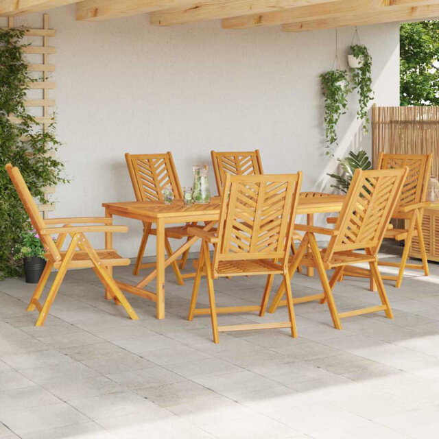 Garden Dining Set Brown Solid Acacia Wood Patio Furniture Outdoor Meals