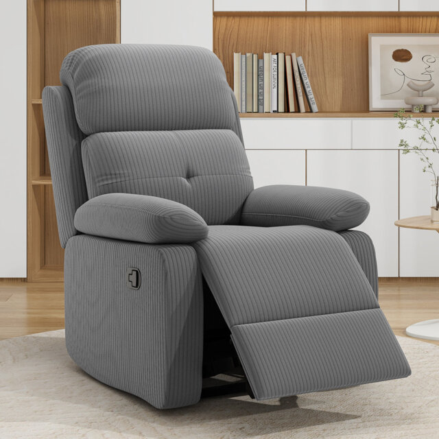 3-Position Padded Seat Upholstered Recliner with Adjustable Legrest and Backrest