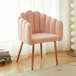 Mondeer Accent Armchair With Storage Pockets - Soft Faux Lambswool, Metal Legs, White - View #12