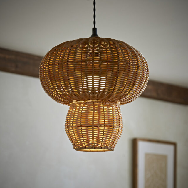 29cm H Wicker Novelty Pendant Shade ( Slip-On ) in Brown