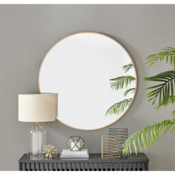 Alcantera Round Metal Frame Wall Mirror Simple and Elegant Modern Design