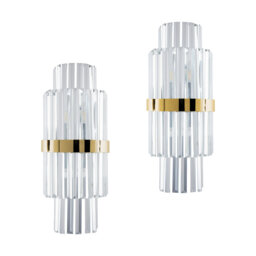 Leia - Mid Century Crystal Gold Wall Light-Luxury Glass Wall Sconce – Gold & Black Modern Crystal Picture Light-50cm