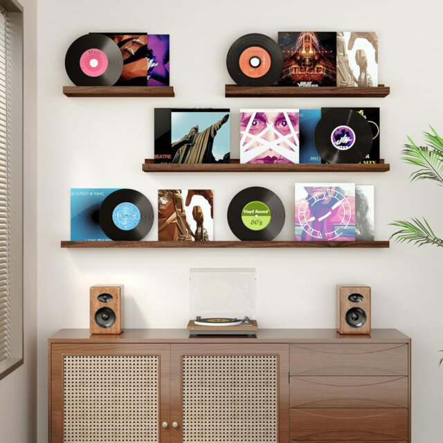 Floating Shelves Set Of 2, 40 Cm Walnut Floating Shelves Wood Wall Mounted Shelf Picture Ledge Shelf Kids Bookshelf For Living Room Kitchen Bedroom Ba