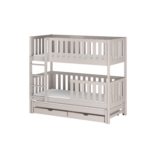Elegant Lea Bunk Bed - Designer Kids Storage Bunk with Trundle (198x164x98cm)