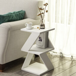 Modern White Side Table, 30 x 50 x 30 cm, 100% Melamine Coated Particle Board, Thickness: 0 cm, Ideal for Living Room or Bedroom, & Versatile Design f