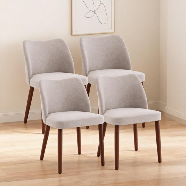 Dining Chair Set, Modern Upholstered Linen Armless Wingback Chair with Solid Wood Legs, Thick Cushion, for Dining Living Room Kitchen Office