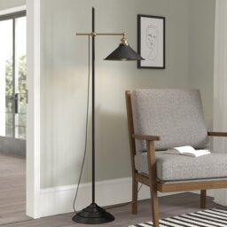 Lenius 155cm Antique Brass/Black Swing Arm Floor Lamp
