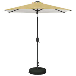 Garden Parasol With LED Lights Polyester Outdoor Shade Patio Umbrella