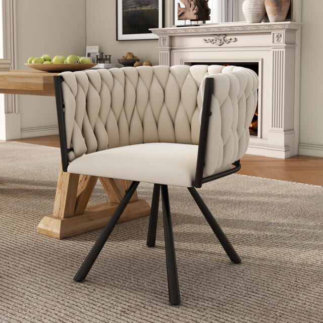 Velvet Dining Chair, Single Light Luxury Swivel Chair, 360° Leisure Chair With 4 Metal Support Legs For Living Room & Bedroom