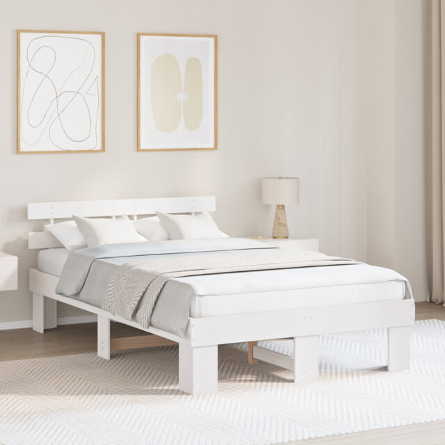 Vidaxl Bed Frame With Headboard Solid Pine Wood