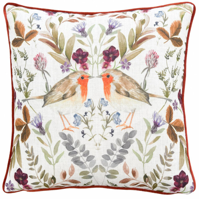 Mirrored Robin Mirrored Robin Feathers Floral Square Scatter Cushion Cushion With Filling