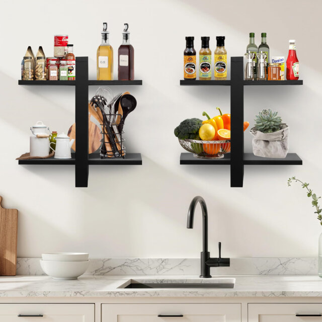 Floating Shelves For Wall,Wall Mounted Storage Display Shelves For Living Room,Bedroom, Bathroom, Kitchen,Office,Set Of 2