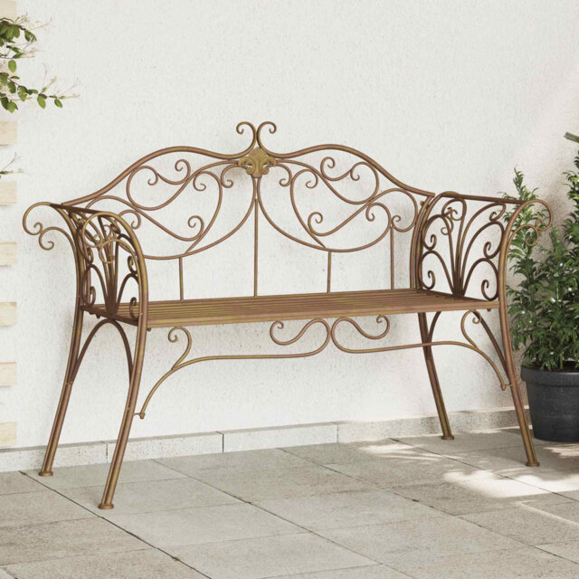 Garden Bench Steel Outdoor Seating Modern Patio Furniture Park Durable