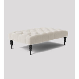 Alyana Rectangle Ottoman Bench with Wooden Legs- Naples Chesterfield Upholstered Footstool